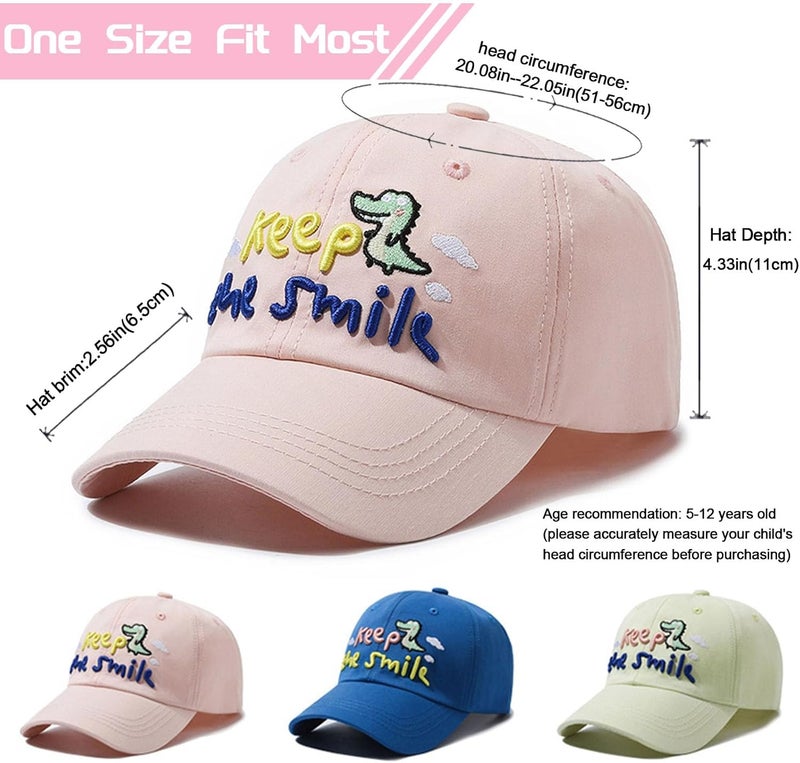 viofre Embroidery Kids Girls Baseball Hat Pink Cotton Kids Hats Toddler Girl Girls Baseball Cap Cute Toddler Sun Ball Cap Girl Hats - Image 2